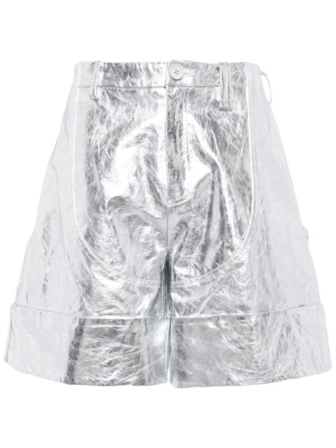 Simone Rocha crinkled A-line leather shorts