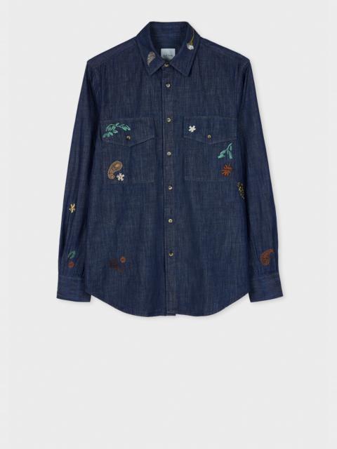 Paul Smith Indigo Embroidered Chambray Shirt