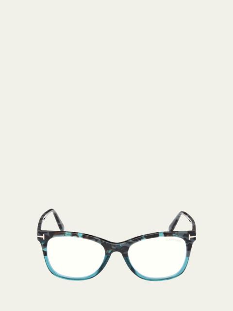 TOM FORD Square Acetate Blue Block Glasses