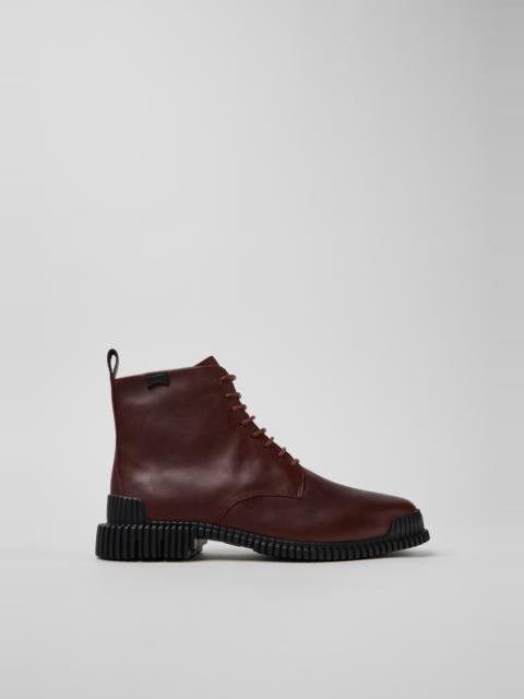 CAMPER Pix Burgundy Leather Ankle Boots for Women.