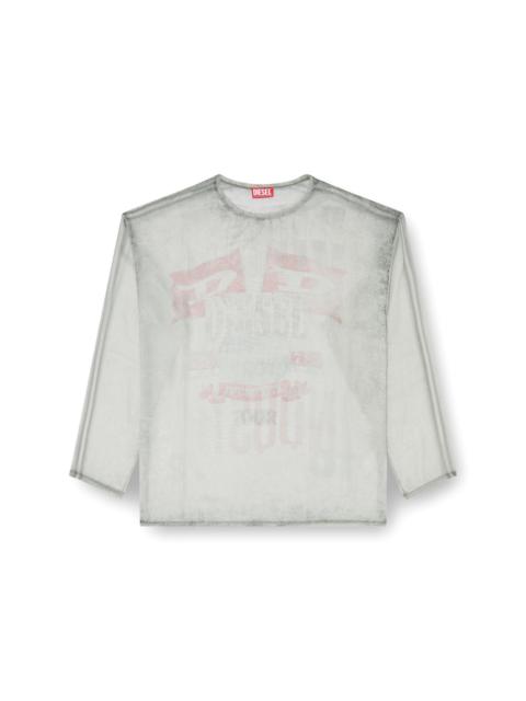 Diesel SHEER CHIFFON TOP WITH CONCERT GRAPHICS
