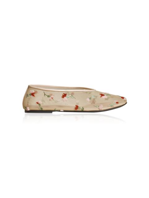 KHAITE Marcy Floral Flats nude