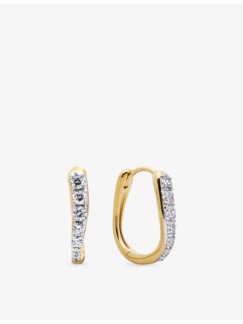 MONICA VINADER Riva Small 18ct Yellow Gold-Plated Vermeil Sterling-Silver and 0.18ct Lab-Grown Diamond Hoop Earring