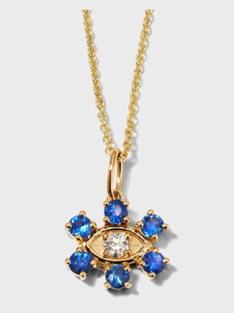SYDNEY EVAN Eye with Stone Surrounding Sapphire Necklace