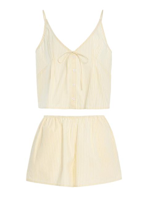 DEIJI STUDIOS Striped Cotton Poplin Short Set yellow