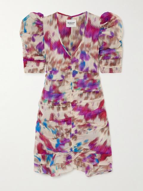 Isabel Marant Étoile Sireny Ruched Printed Cotton-voile Mini Dress
