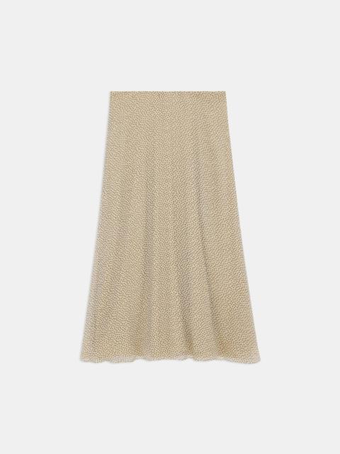 Theory Flared Midi Skirt in Polka Dot Silk