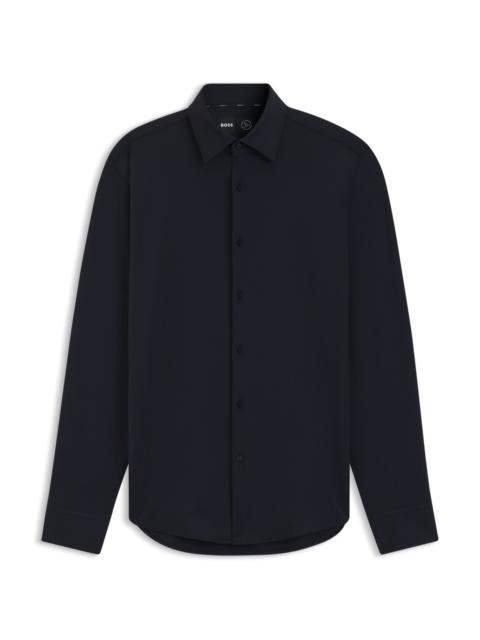 SLIM-FIT SHIRT IN STRUCTURED PERFORMANCE-STRETCH JERSEY