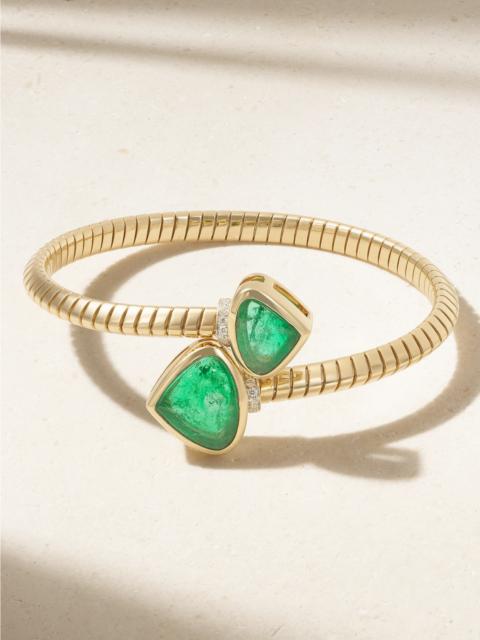 Marina B Trisolina Muzo 18-karat Gold, Emerald And Diamond Bangle