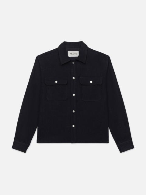 Textured Overshirt Jacket in Dark Navy