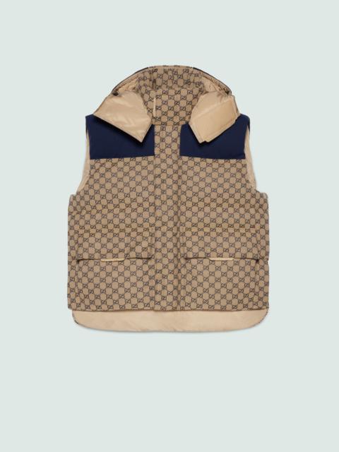 GUCCI GG canvas down vest with detachable hood