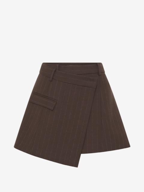 ANNA QUAN Cora chalk-stripe wrap mini skirt