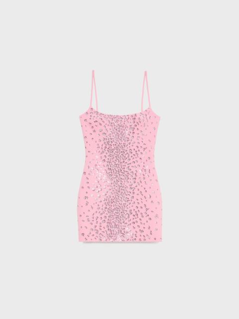 Blumarine MINI DRESS IN SABLÉ WITH RHINESTONE DECORATIONS
