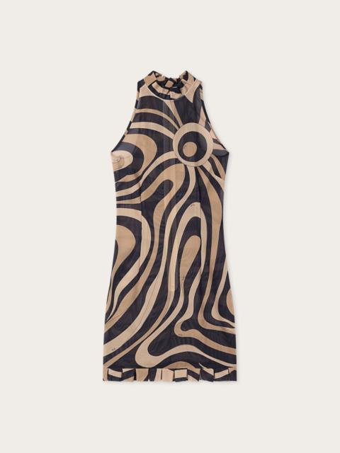 PUCCI MARMO PRINT DRESS WITH RUFFLE DETAILS