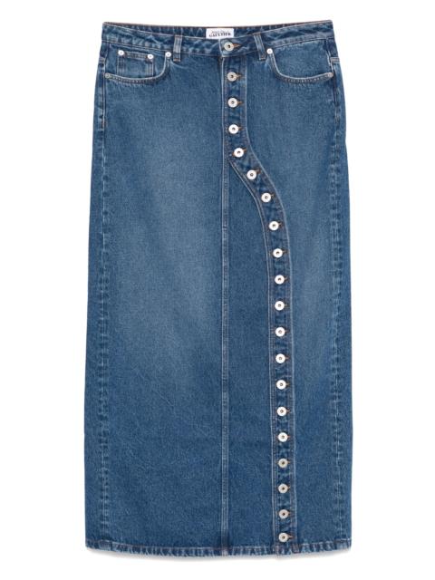 Jean Paul Gaultier Asymmetric Denim Midi Skirt