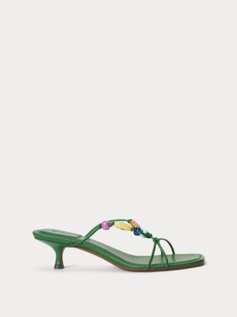 Polo Ralph Lauren Beaded Leather Kitten Heel Sandal