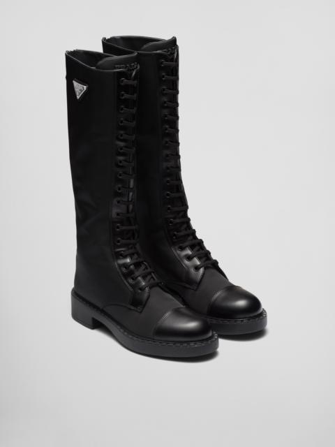 Prada Brushed leather and Re-Nylon boots
