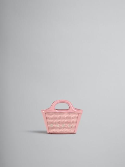 Marni TROPICALIA MICRO BAG IN PINK LEATHER AND RAFFIA-EFFECT FABRIC