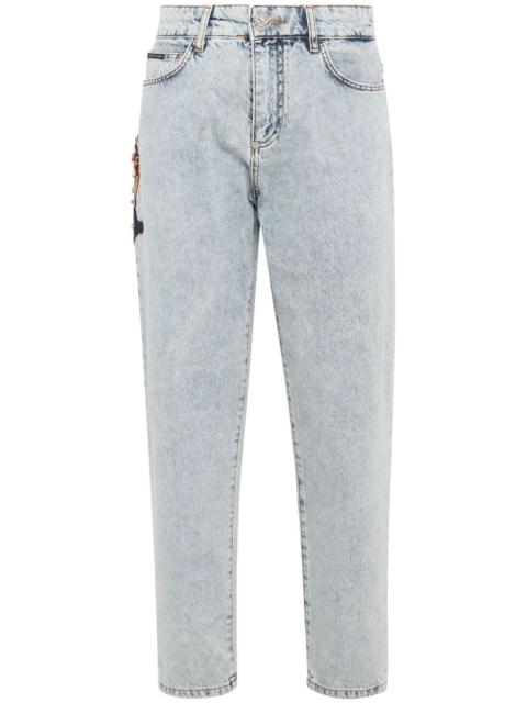 PHILIPP PLEIN paisley-embroidered wide-leg jeans