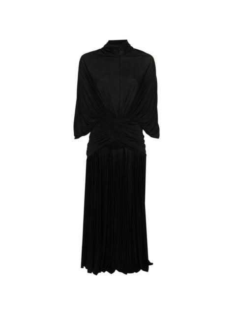 Jean Paul Gaultier draped logo-patch maxi dress