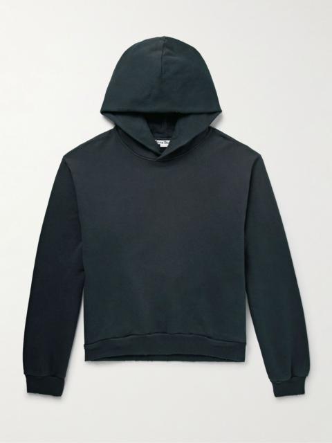 Acne Studios Franziska Garment-Dyed Distressed Logo-Print Cotton-Blend Jersey Hoodie Black