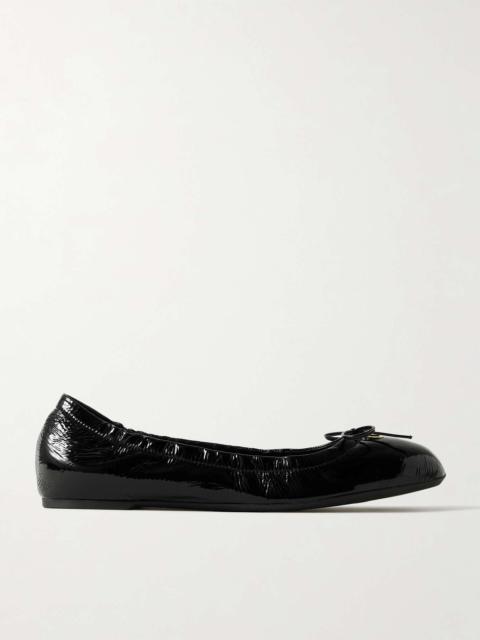 Valentino VLOGO embellished crinkled patent-leather ballet flats