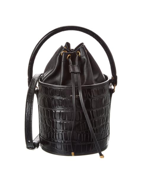 SAINT LAURENT Saint Laurent Bahia Small Croc-Embossed Leather Bucket Bag
