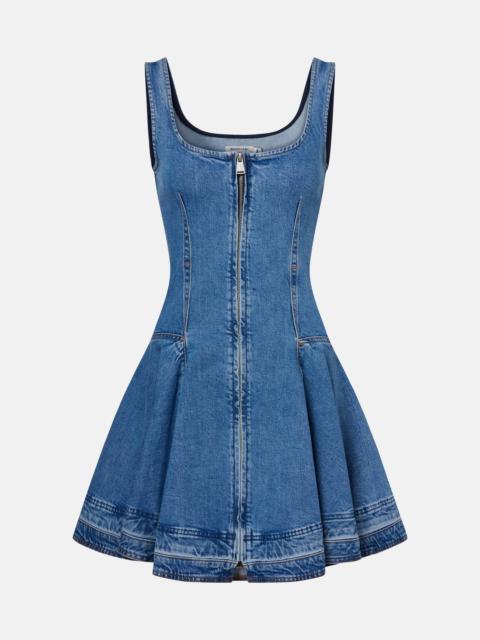 SIMKHAI Eleodra zip-front flared denim mini dress