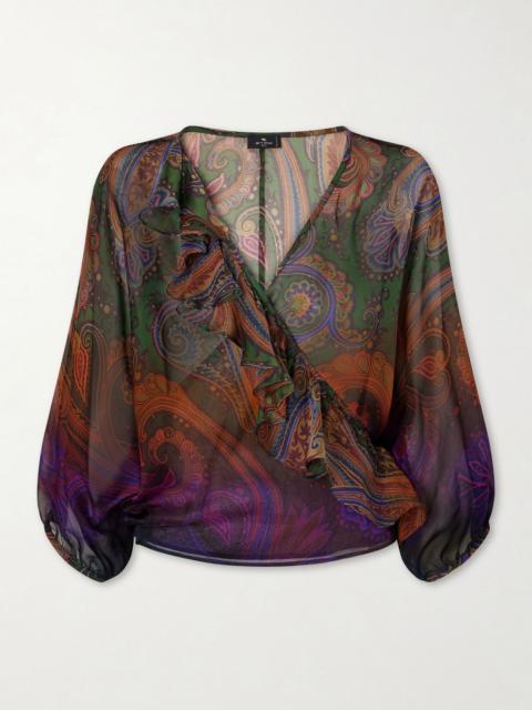 Etro Paisley-printed silk blouse Dark green