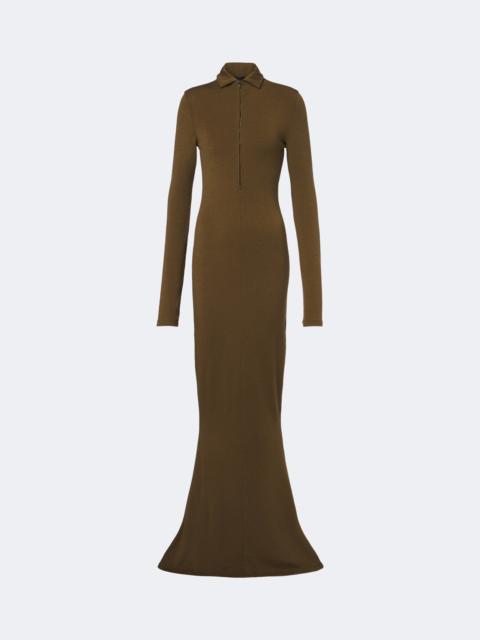 MUGLER Wool-blend jersey polo dress