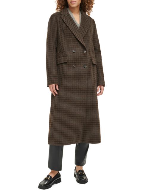 Levi's Houndstooth Check Double Breasted Long Coat in Black/Sealbrown/Dune Hndstth