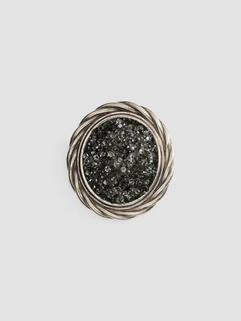 Ralph Lauren Women's Antiqued Twisted-Frame Pyrite Brooch - Antique Silver