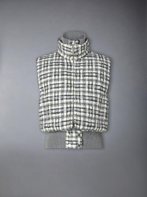 Thom Browne SHEER ORGANZA RIBBON TWEED CROPPED DOWN FILLED VEST
