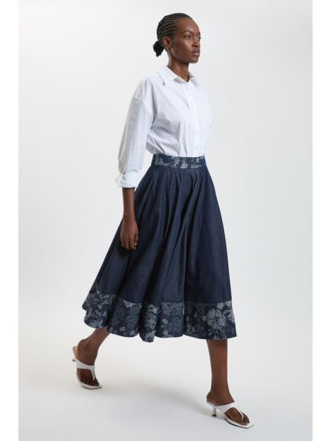 KAREN MILLEN Jacquard Denim Full Skirt
