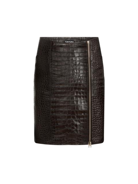 TOM FORD CROC EMBOSSED LEATHER SKIRT