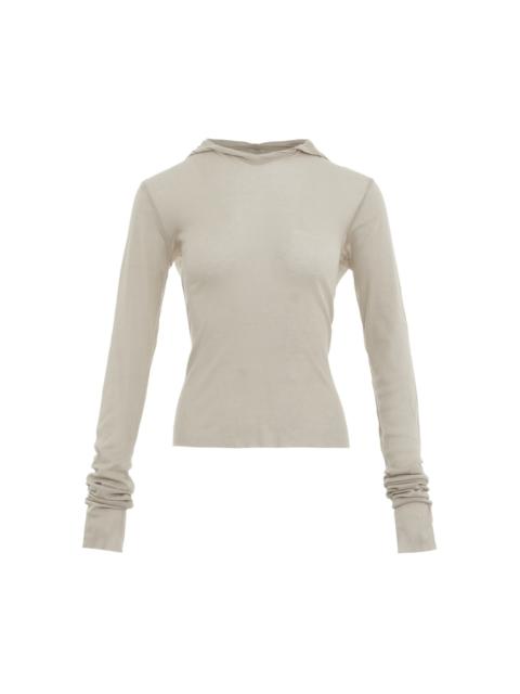 Rick Owens Cropped Hooded Long Sleeve Tee
