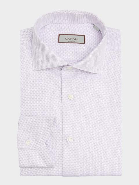 Canali Men's Spread-Collar Structured Cotton Dress Shirt