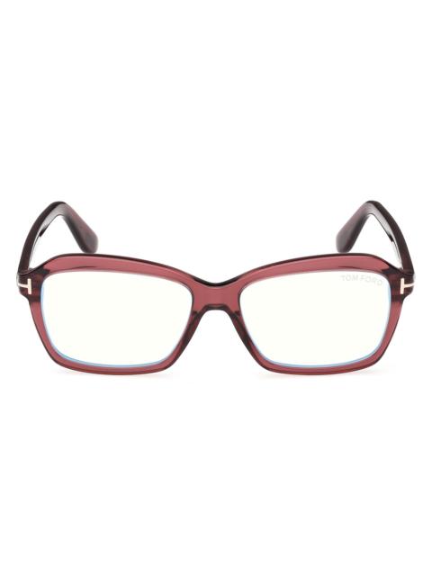 TOM FORD Women's 54MM Blue Block Rectangular Sunglasses - Bordeaux