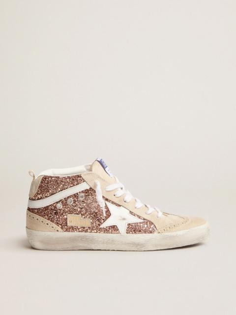 Golden Goose Mid Star sneakers with pink-gold glitter