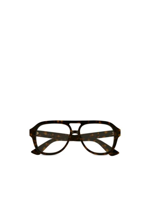 GUCCI tortoiseshell-effect pilot-frame glasses