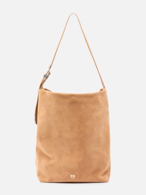 PINKO BUCKET BIG LARGE CROSSBODY BAG IN SUEDE