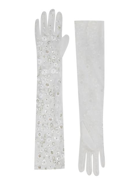 ILA Eline Floral Sequin Gloves white