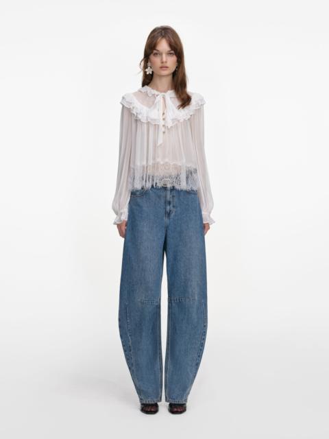 self-portrait White Georgette Lace Blouse