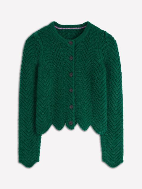 BODEN Chunky Chevron Knitted Jacket-Emerald Night