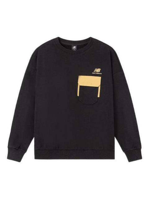 New Balance New Balance Logo Pocket Sweatshirt 'Black Yellow' AMT24371-BK