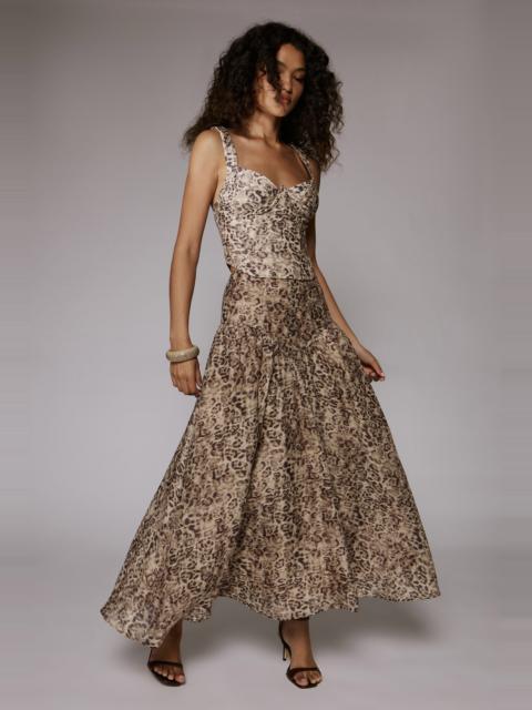 BARDOT Hildie High Waisted Midi Skirt In Brown Leopard
