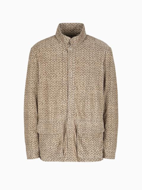 GIORGIO ARMANI Woven print suede blouson