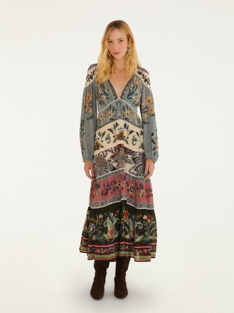 FARM RIO Stained Glass Beauty Long Sleeve Maxi Dress