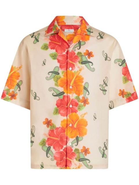 floral-print cotton shirt