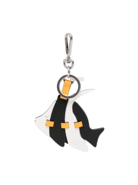 angel-fish panelled leather keyring